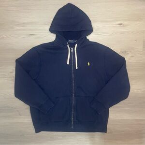 Polo Ralph Lauren Full Zip Hoodie XXL Navy Blue Thermal Lined Hood Heavy Duty